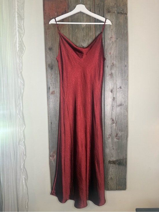 OAK + FORT Dresses & Skirts - OAK + FORT Cowl Neck Satin Slip Maxi Dress - Rust/ Burgundy Large